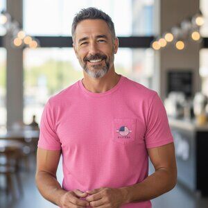 BURLEBO T-Shirt Men's Med Heathered Red Short Sleeve